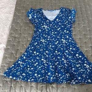 Draper James Blue Fit and Flare Puff Sleeve Dress